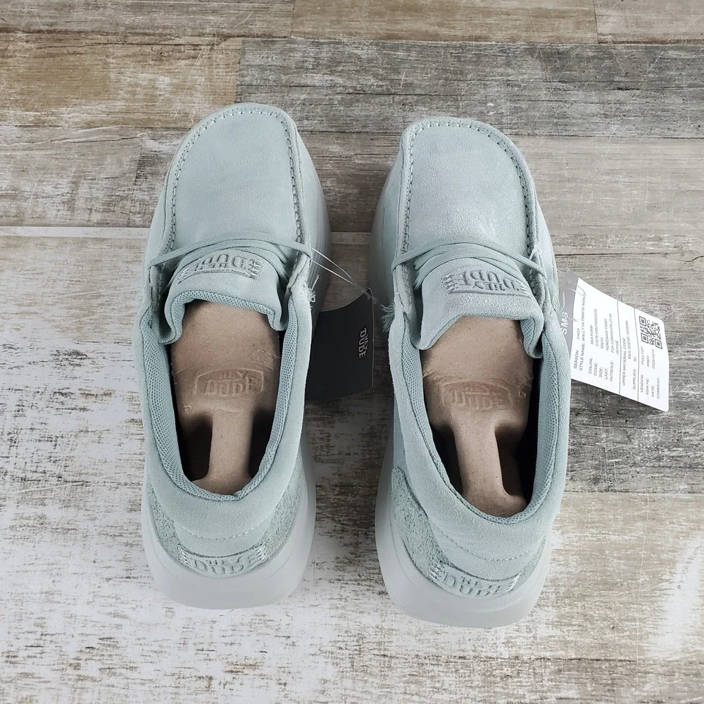 Hey Dude Wally Ultimate Mono Mens Loafer Shoes Sz 9 Sea Foam Suede Round Toe